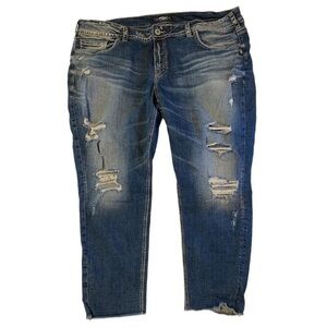 Silver Jeans Co. Jeans Women’s Size 24/L25 Blue Distressed Skinny Crop‎